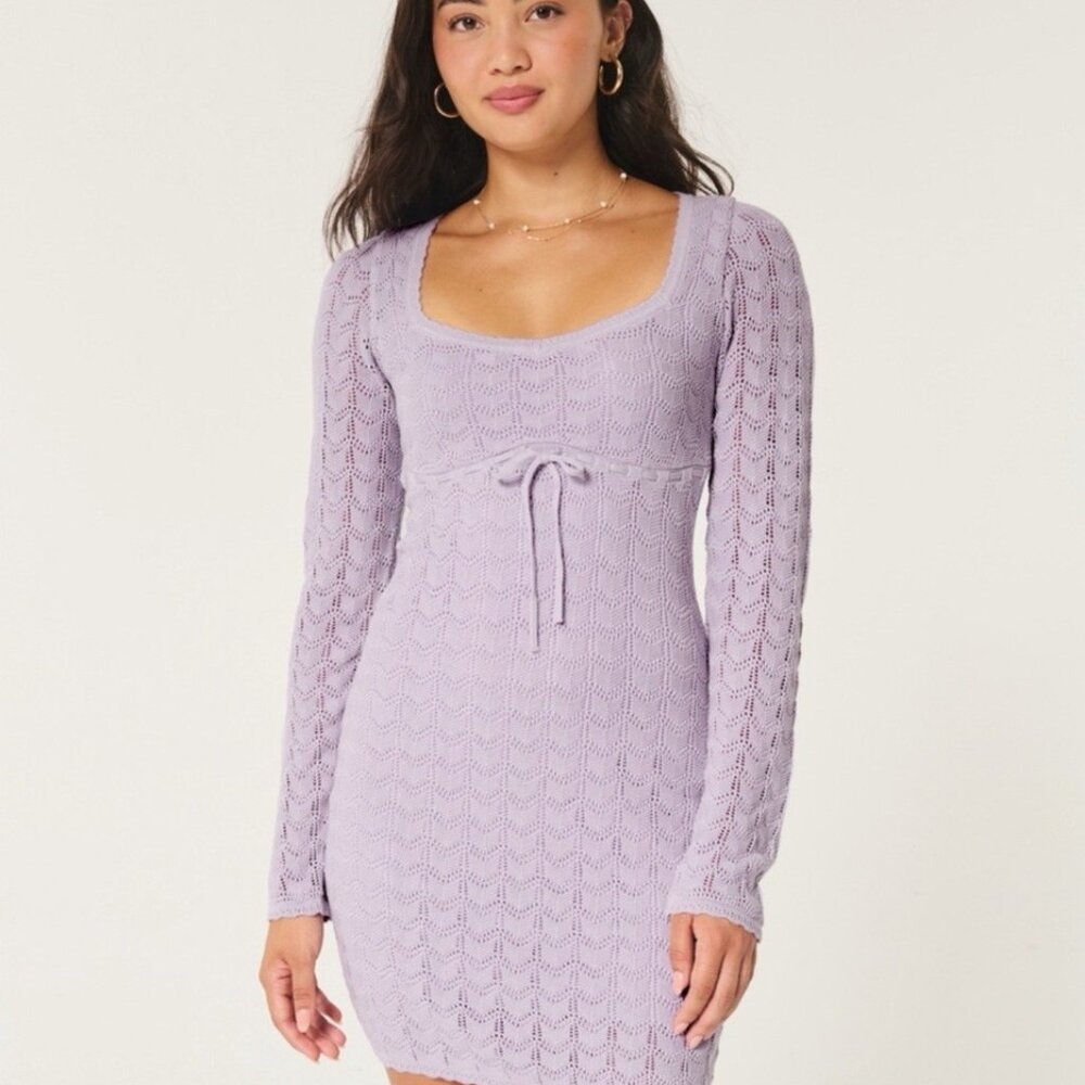 Hollister Long-Sleeve Crochet Mini Dress Size S